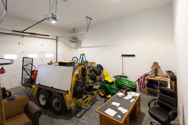 garage with a garage door opener