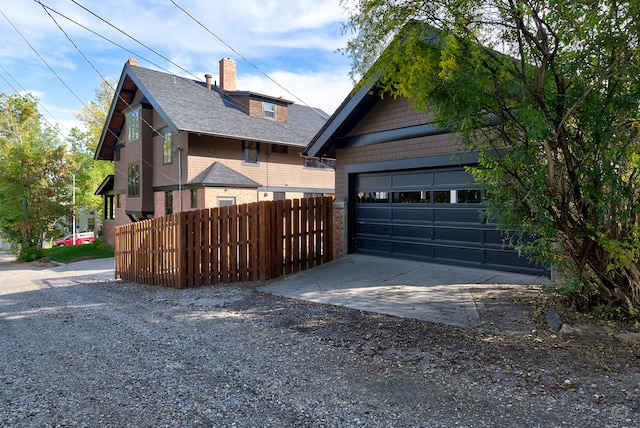 exterior space featuring a garage