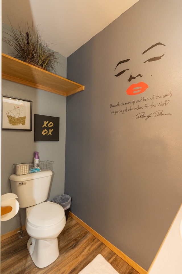 bathroom featuring toilet and wood-type flooring