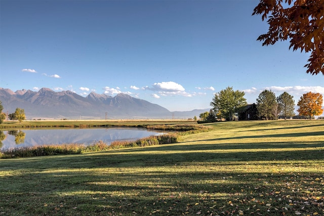 mountain view with a water view