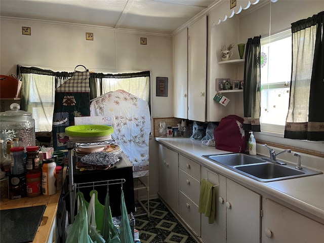 kitchen with white cabinetry and sink