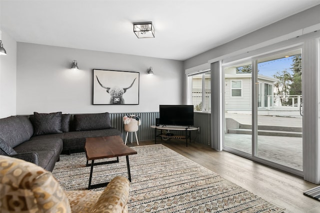 living room featuring light hardwood / wood-style flooring