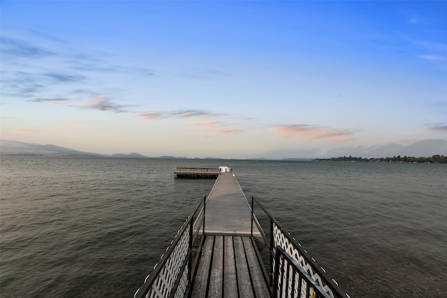 dock area with a water view