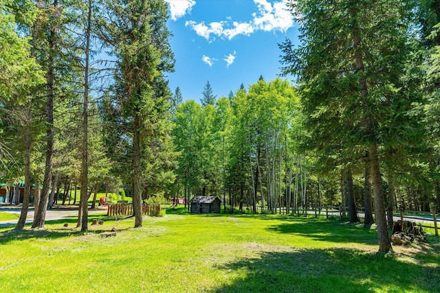 view of property's community featuring a lawn