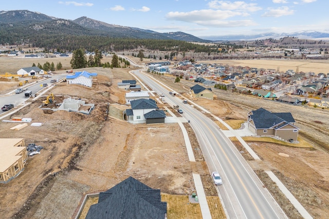 aerial view with a mountain view