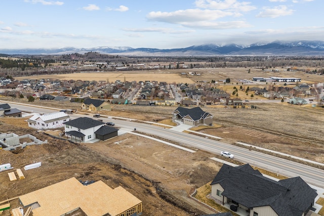 bird's eye view with a mountain view