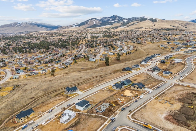 bird's eye view with a mountain view