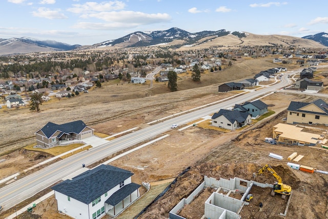 drone / aerial view with a mountain view