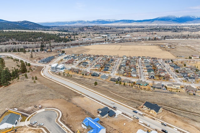 aerial view with a mountain view