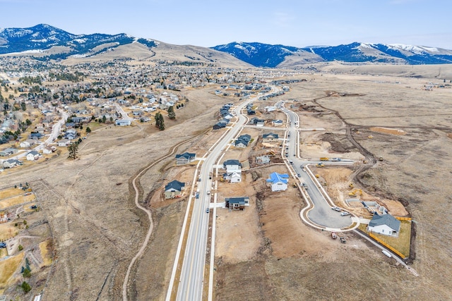 aerial view with a mountain view