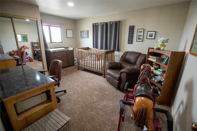 office area with light colored carpet