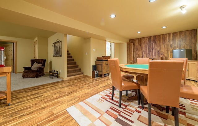 30 Demers Pl, Eureka, MT 59917 - dining room with recessed lighting, a dry bar, stairs, and light wood-style floors
