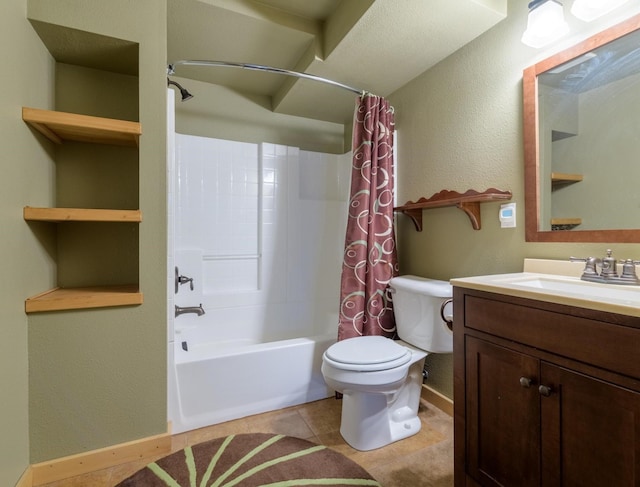 30 Demers Pl, Eureka, MT 59917 - full bathroom with shower / bath combo with shower curtain, vanity, and tile patterned floors