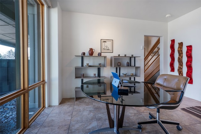 office area featuring tile patterned floors