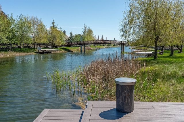 view of dock featuring a water view