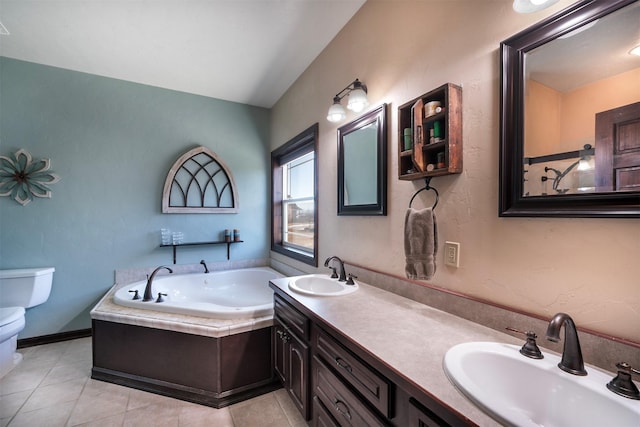 165 Jewel View Dr, Columbia Falls, MT 59912 - bathroom with a bath, tile patterned flooring, and double vanity