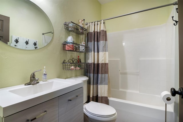 165 Jewel View Dr, Columbia Falls, MT 59912 - bathroom featuring shower / bath combo with shower curtain, vanity, and a textured wall