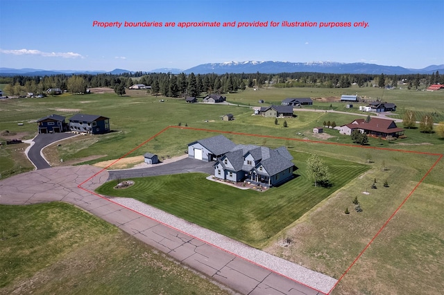 165 Jewel View Dr, Columbia Falls, MT 59912 - view of rural area with a mountain backdrop and property boundaries highlighted
