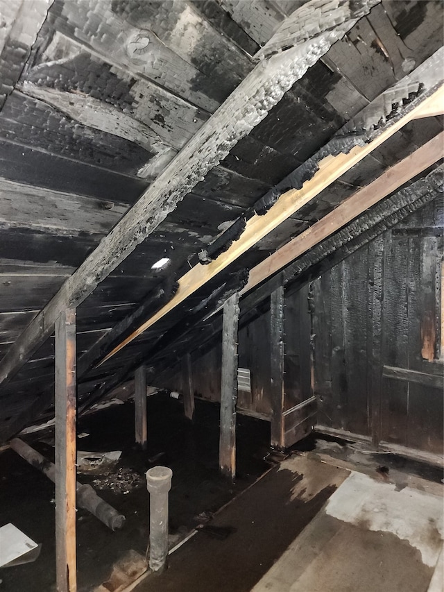 view of unfinished attic