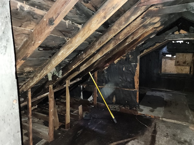 view of unfinished attic