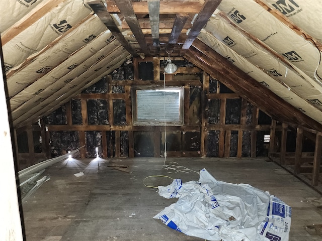 view of unfinished attic