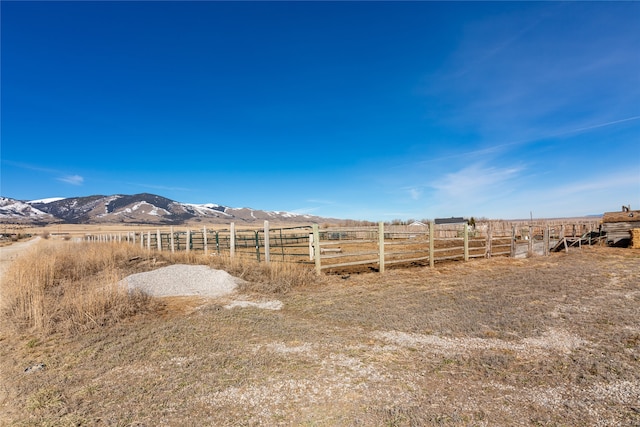 view of yard featuring a mountain view and a rural view