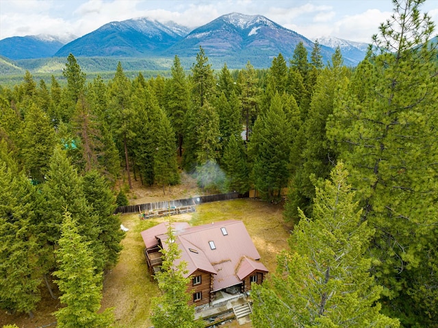 aerial view with a mountain view