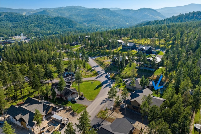 drone / aerial view with a mountain view