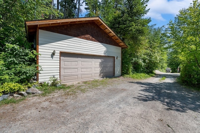 view of detached garage