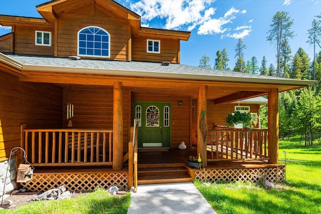 view of front of home with a porch