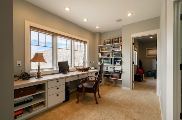 office space featuring light colored carpet