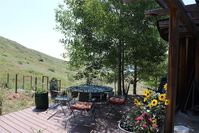 deck featuring a mountain view