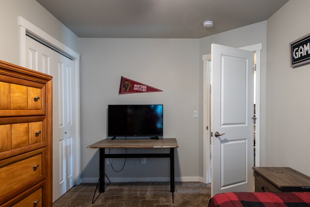 carpeted bedroom with a closet