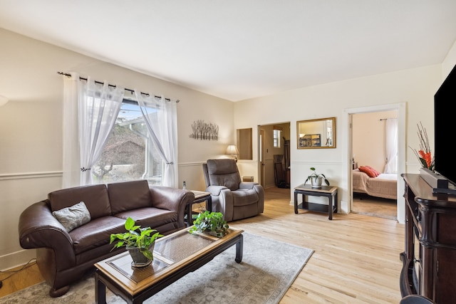 living area with light wood-type flooring