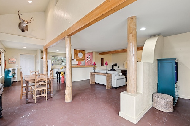 interior space with finished concrete floors and recessed lighting