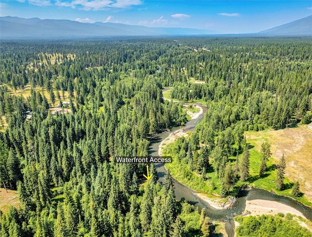 bird's eye view with a mountain view