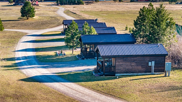 drone / aerial view featuring a rural view