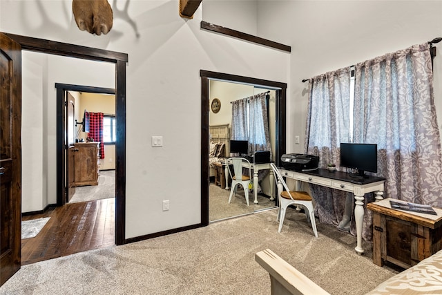 office area featuring light wood-type flooring