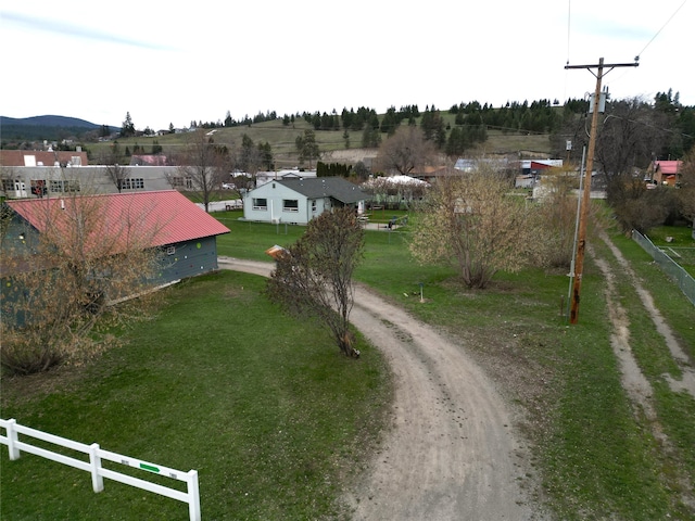 aerial view featuring a rural view