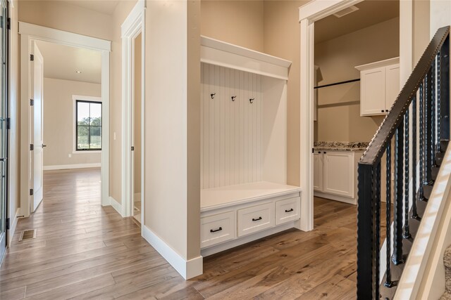 mudroom featuring light hardwood / wood-style floors