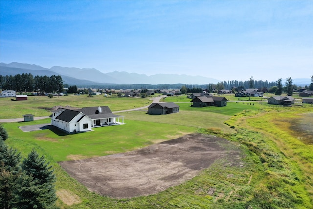 aerial view featuring a mountain view