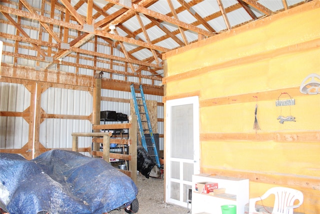 bedroom with lofted ceiling