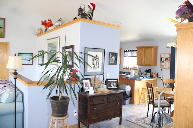 view of tiled home office