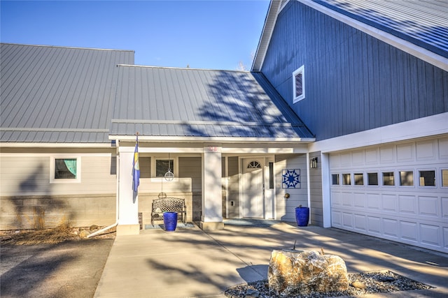 exterior space with a garage