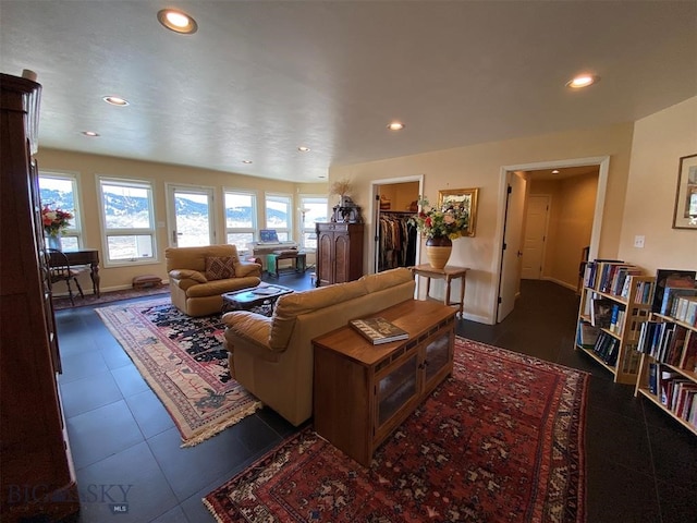 view of tiled living room