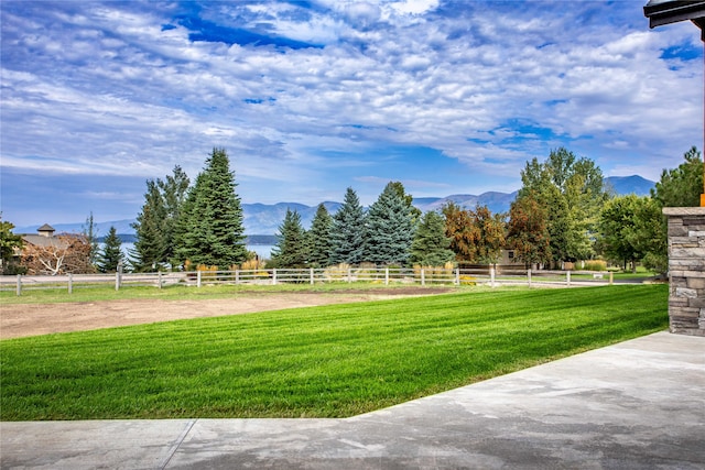 view of yard featuring a mountain view