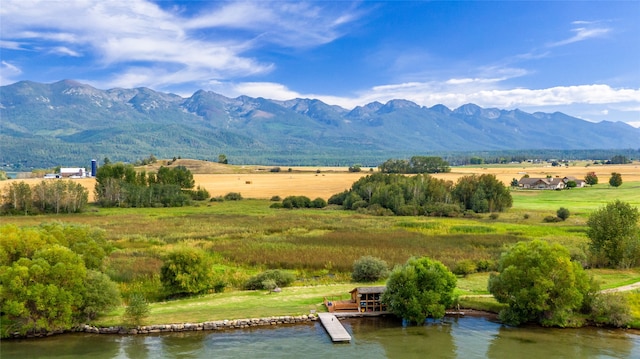 property view of mountains with a water view and a rural view