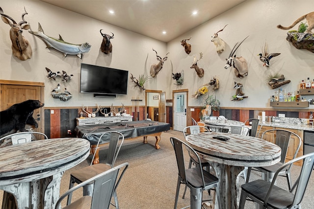 view of carpeted dining room