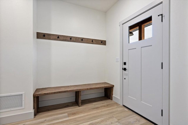 mudroom featuring light hardwood / wood-style floors