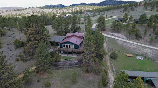 drone / aerial view with a mountain view